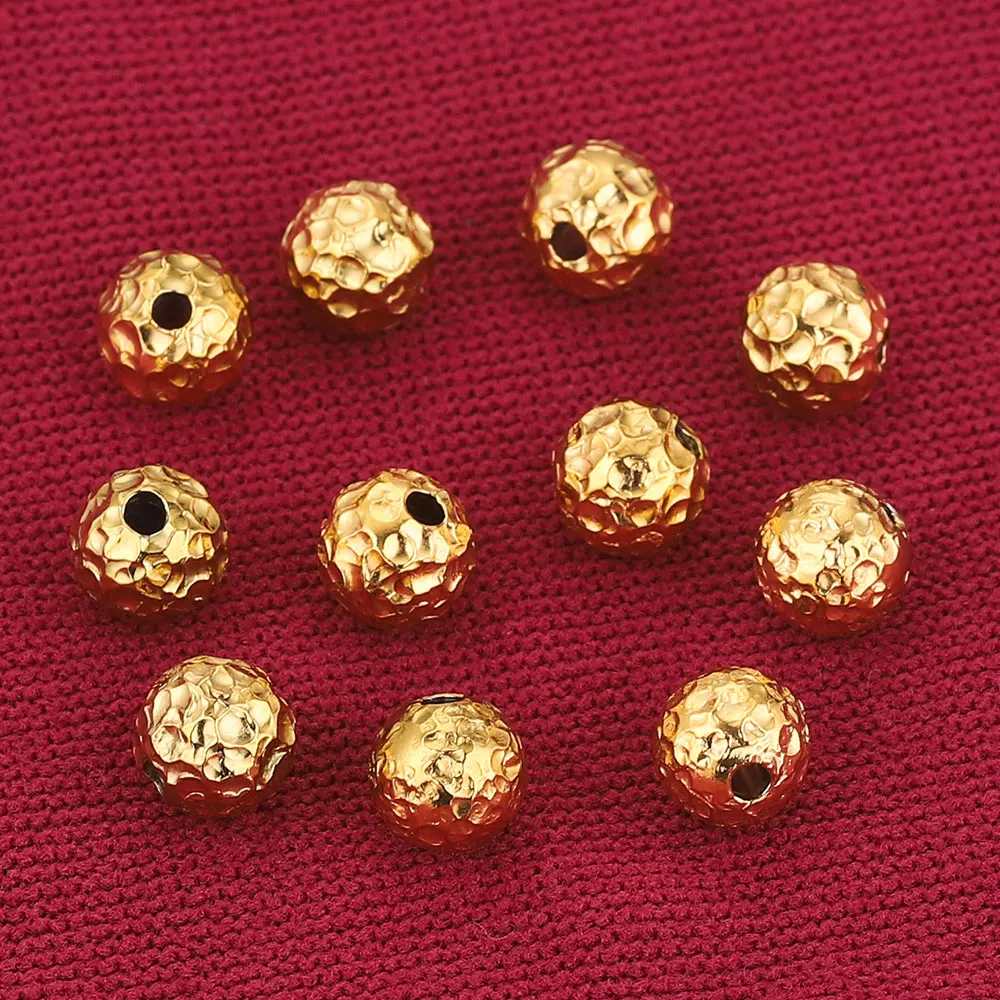 10pcs 4 6 8mm Gold Plated Stainless Steel Frosted Hammered Ball Beads Charm Loose for Bracelet DIY Jewelry Making Supplies Waist - Image 6