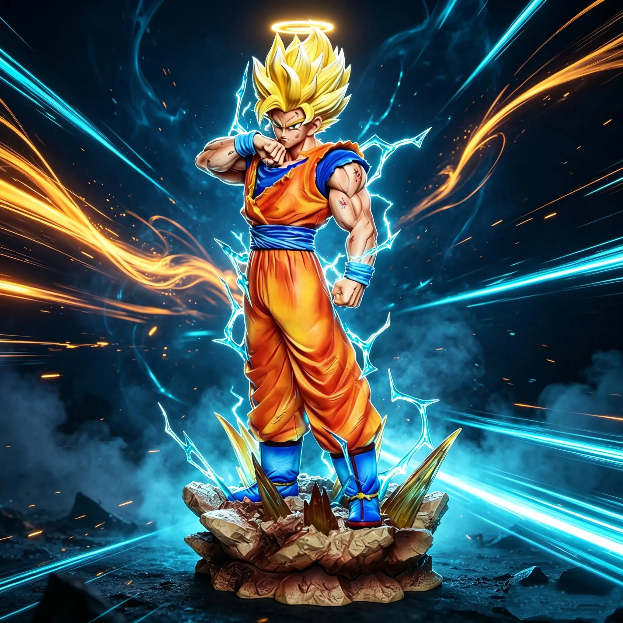 Dragon Ball Z Son Goku Ssj2 Figure Led Base Super Saiyan 2 Goku Pvc Action Figures 33cm/12.2inch Collection Model Toys Gifts