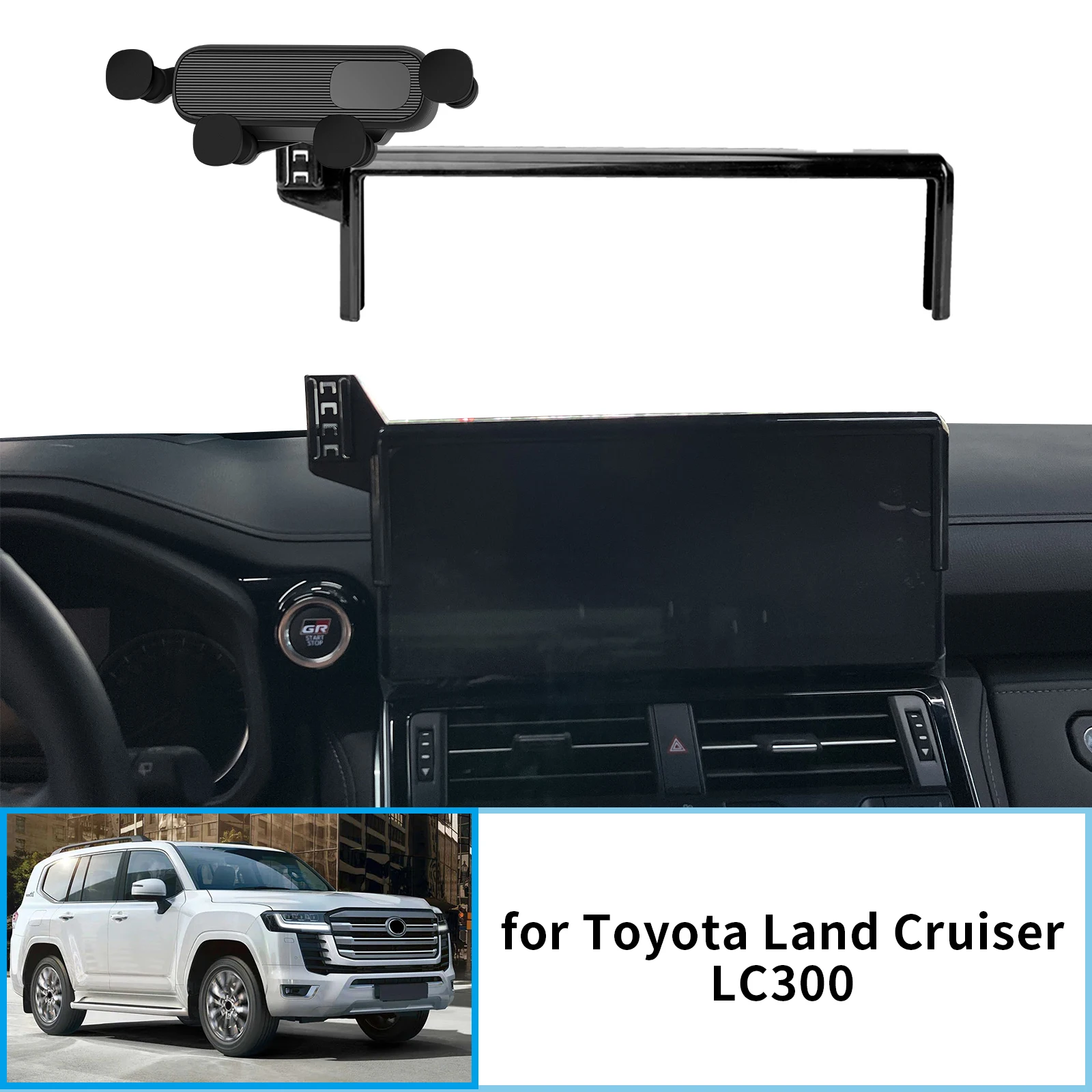 

Car Mobile Phone Holder for Toyota Land Cruiser LC300 2022 2023 2024 (Screen Without USB) GPS Bracket Navigation Stand Auto