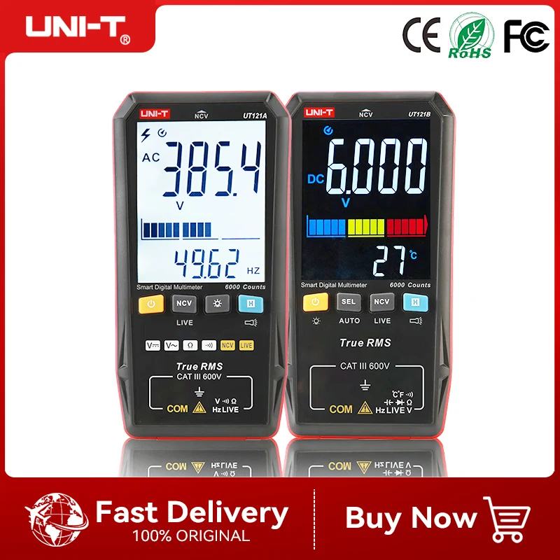 UNI-T Smart Digital Multimeter UT121A UT121B UT122 AC DC Voltage Tester Multimeter True RMS Digital Capacimeter Frequency Meter