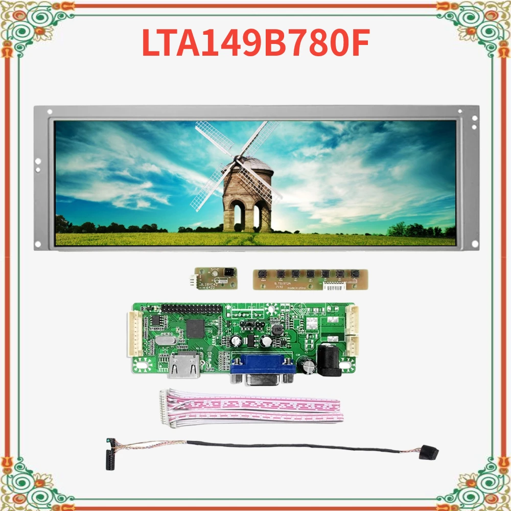 14.9 inch bar stretched lcd module 1280x390 screen LVDS HD-MI driver board dashboard advertising display panel LTA149B780F