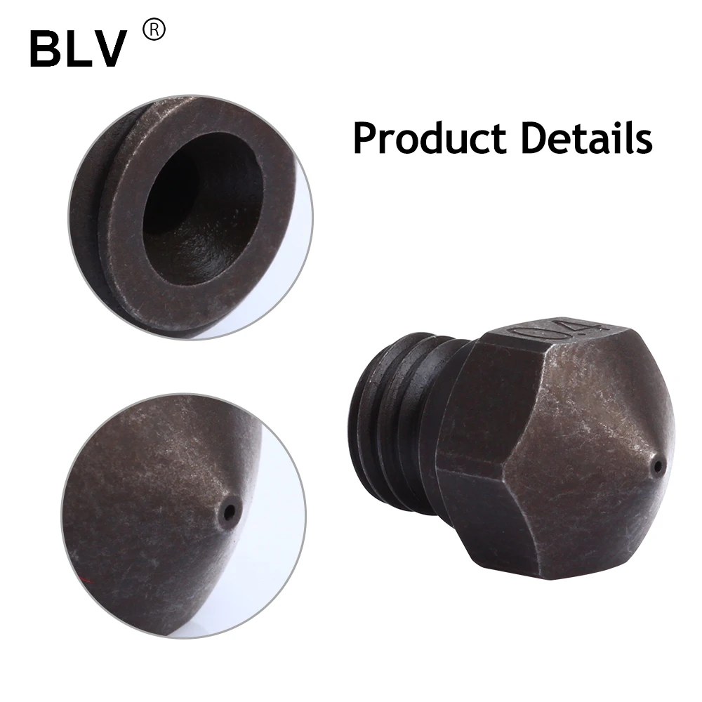 BLV® MK10 Hardened steel Nozzle ID:2.0 Micro Swiss Hotend M7 Thread Wanhao FlashForge Qidi Tech Dremel 3D Printer