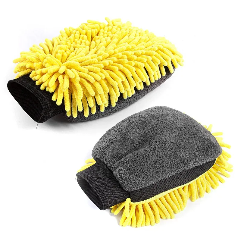 1pc Waterproof Car Wash Microfiber Chenille Gloves Thick Car Cleaning Mitt Wax Detailing Brush Auto Care Double-faced Glove view 6