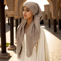 Solid Color Elastic Headband Cap For Woman Muslim Hijab Hat Lady Fashion Instant Scarf Islamic Turban Bandana 75*25cm