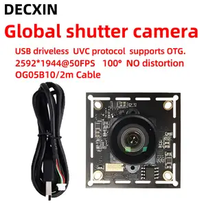 Bilashmart 100 degree camera module OG05B10 global shutter 2592*1944@50FPS 5MP USB driver free camera 2m cable is suitable WinXP/7/8/10