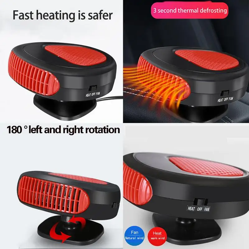 Portable 12V Car Heater Fast Heating Cooling Multifunctional Car Defogger Control Temperature Electrical Fans Defroster Warm