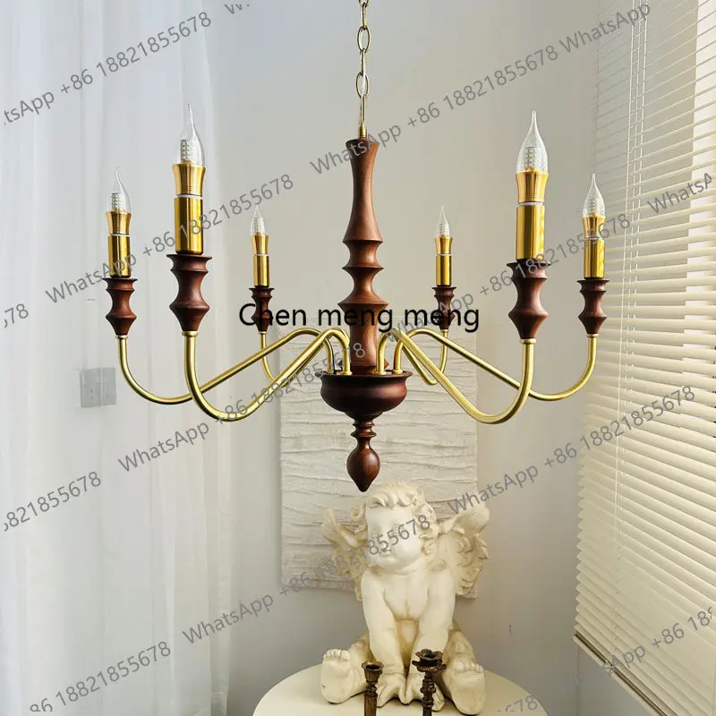 

Living room chandelier French retro North American black walnut yellow, dining room bedroom American medieval lamps