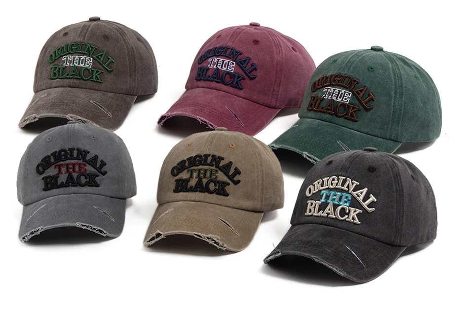 Vintage Baseballkappe für Herren und Damen mit Buchstaben-Stickerei, Snapback, Frühling/Sommer, gewaschene Baumwolle, Visor, modische Kappen für den Alltag. – Detail 1
