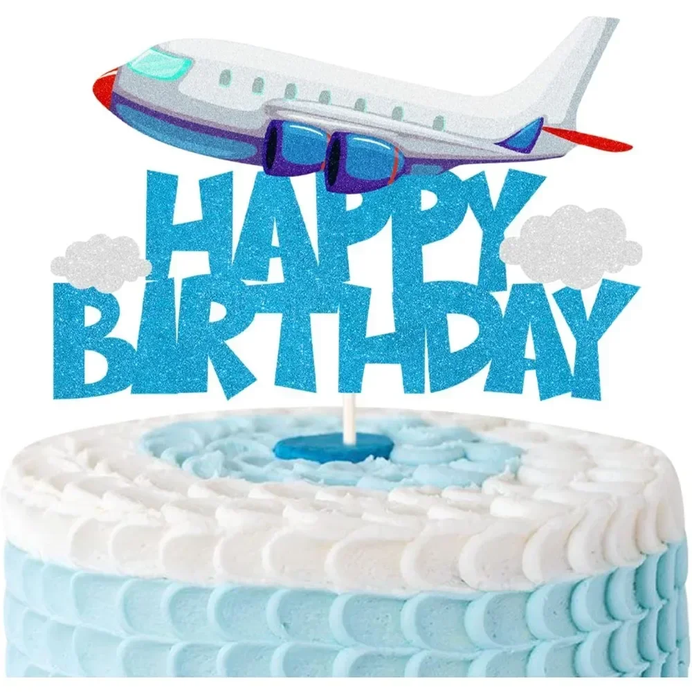 Airplane Birthday Cake Topper,Airplane Travel Themed Birthday Party Decorations for Kids Birthday Party,Baby Shower