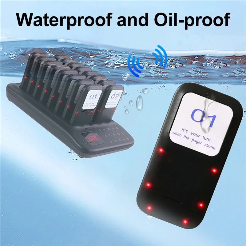 1 Transmitter + 16 Buzzers Restaurant Pager System Wireless Calling System for Coffee Shop Restaurant Guest Queue Pager System