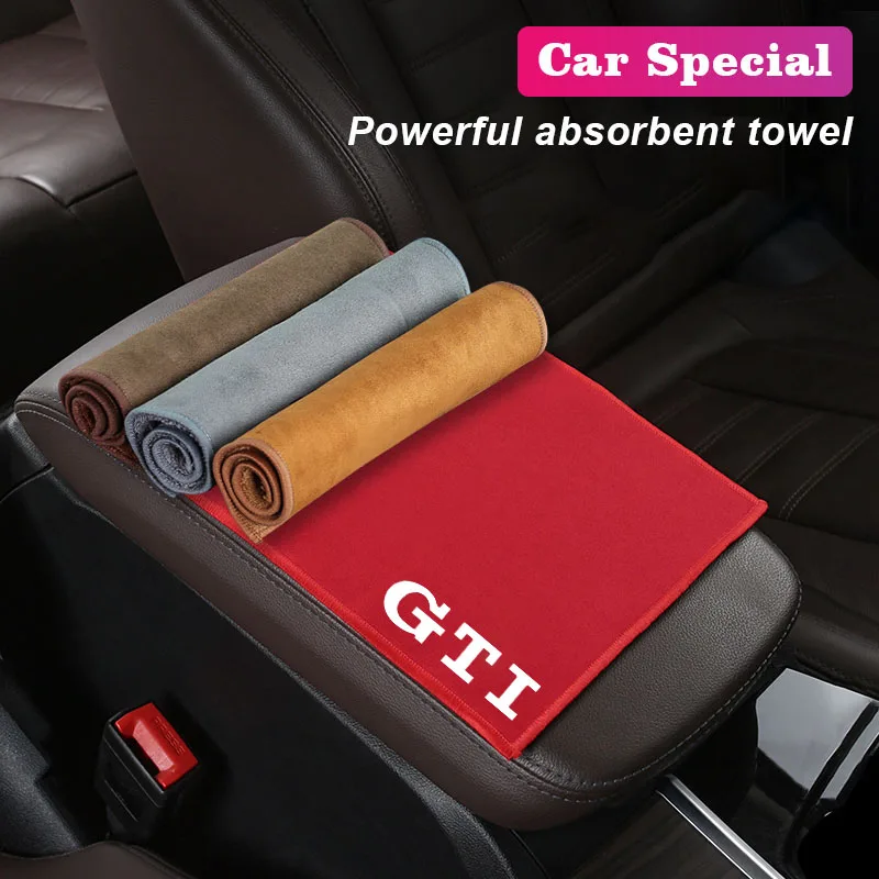 1Pcs Car interior accessories Microfiber Logo Cleaning Wash Absorbent Towel For VW GTI Polo Golf Passat T-ROC Touareg Touran CC