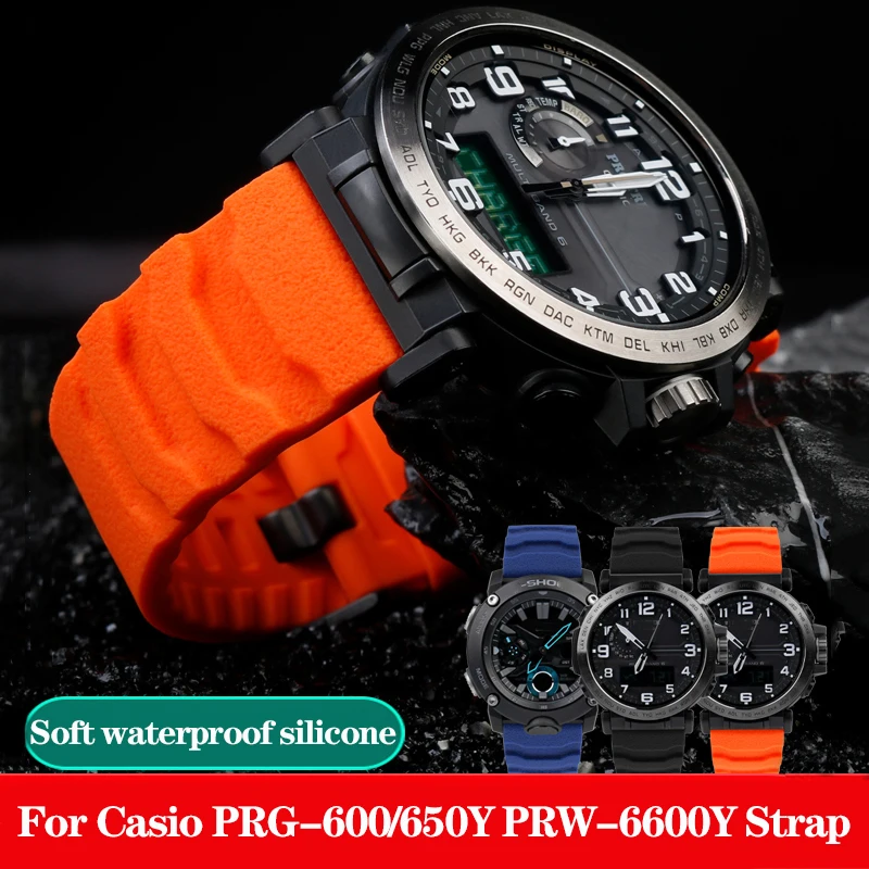 24mm Silicone Rubber Sports Watchband For LUMINOX 3749 3603 3741 Bracelet Casio Series PRG-600/650Y PRW-6600Y GA2000 Watch Strap