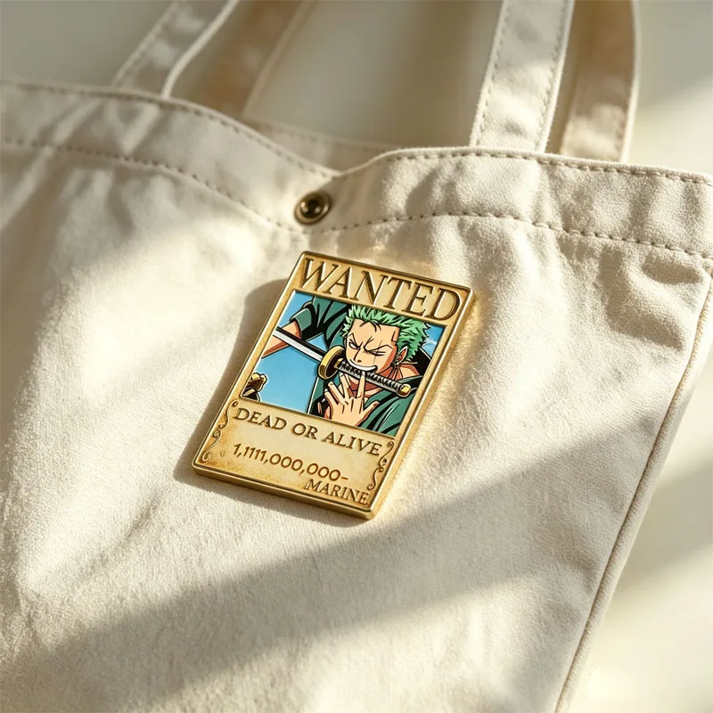 Wanted Poster Metal Enamel Brooch, Character Lapel Badge,DIY Clothing Decor Pin, Handmade Accessory for Garment & Bag Decoration