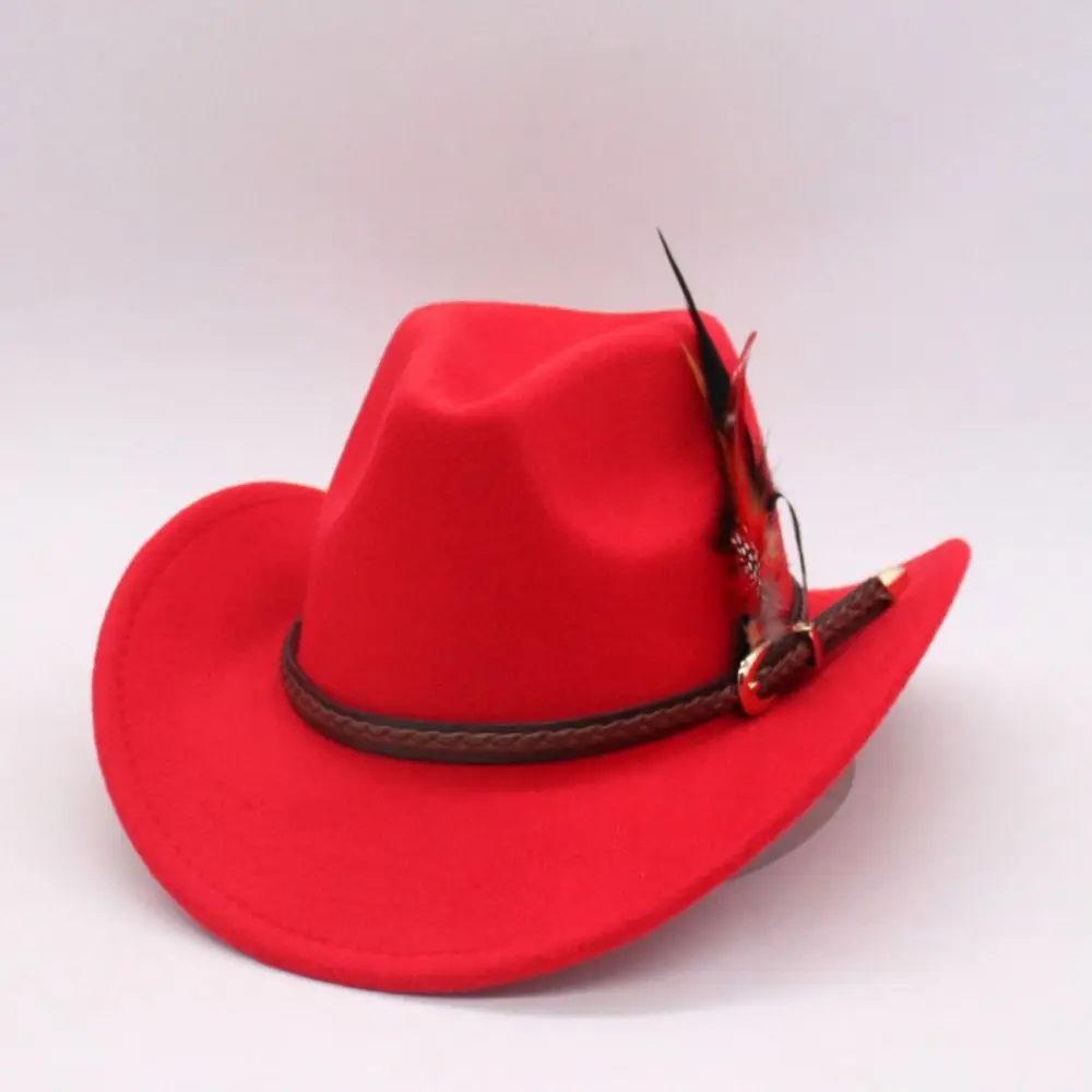 Casual Dress Up Feather Decors Fedora Hat Upturned Edge Fedora Hat Bucket Hat Woolen Panama Show Hats Party Photo Props