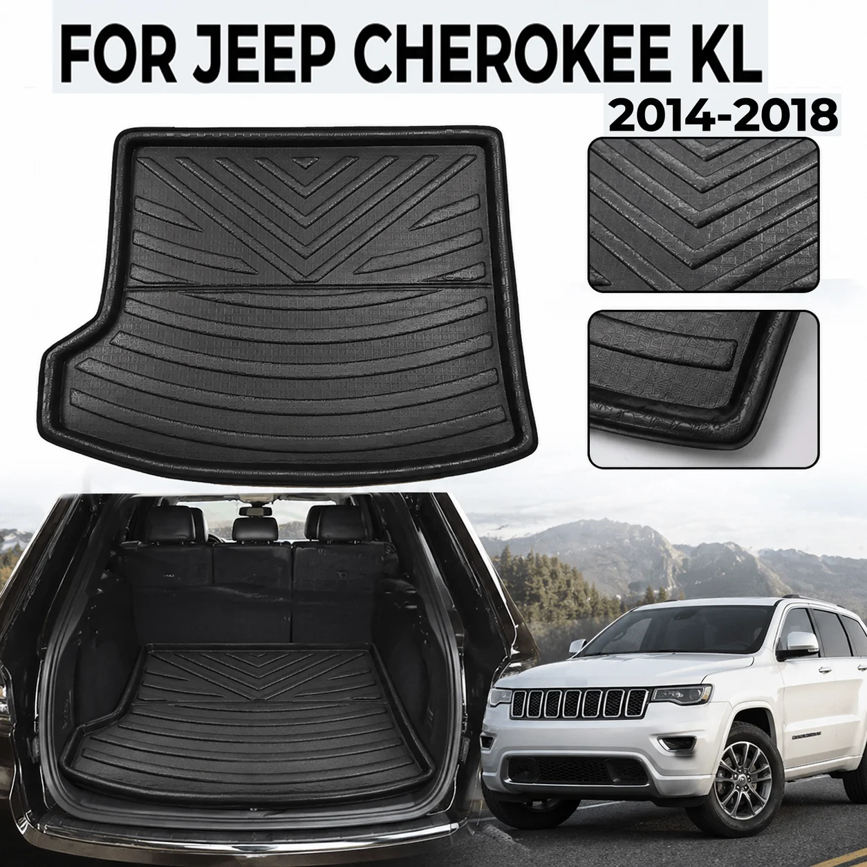 Für JEEP CHEROKEE KL 2014-2018 Auto-Kofferraummatte Schmutzabweisender Schutz Aufbewahrungsfach Auto-Kofferraummatte Bodenbelag
