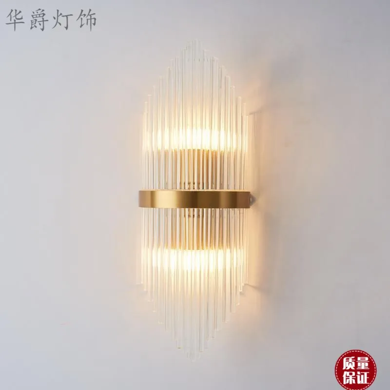 

Cross border background wall light bedside lamp hotel bedroom nordic light luxury aisle staircase crystal post-modern living roo