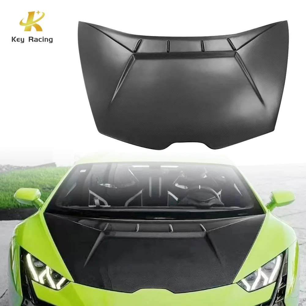 LP610 LP580 Huracan Tecnica Style Dry Carbon Fiber Car Engine Hood Cover For Lamborghini Huracan LP610 LP580 EVO