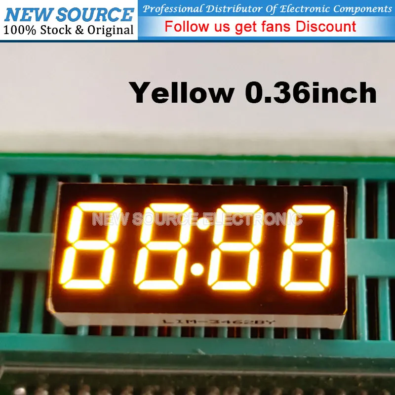 5pcs LED 7-Segment Display Tube 0.36 Inch 4-bit Clock Nixie 3462 Cathode Anode Red Blue White Emerald Green Yellow