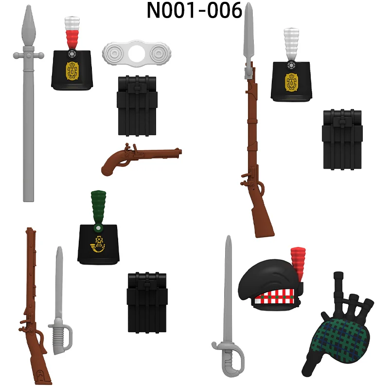 Bloques de construcción lepins para niños, juguete de ladrillos para armar Fusilier del NCO británico 95. °, Serie de Rifles escoceses, ideal para regalo, N001-N006