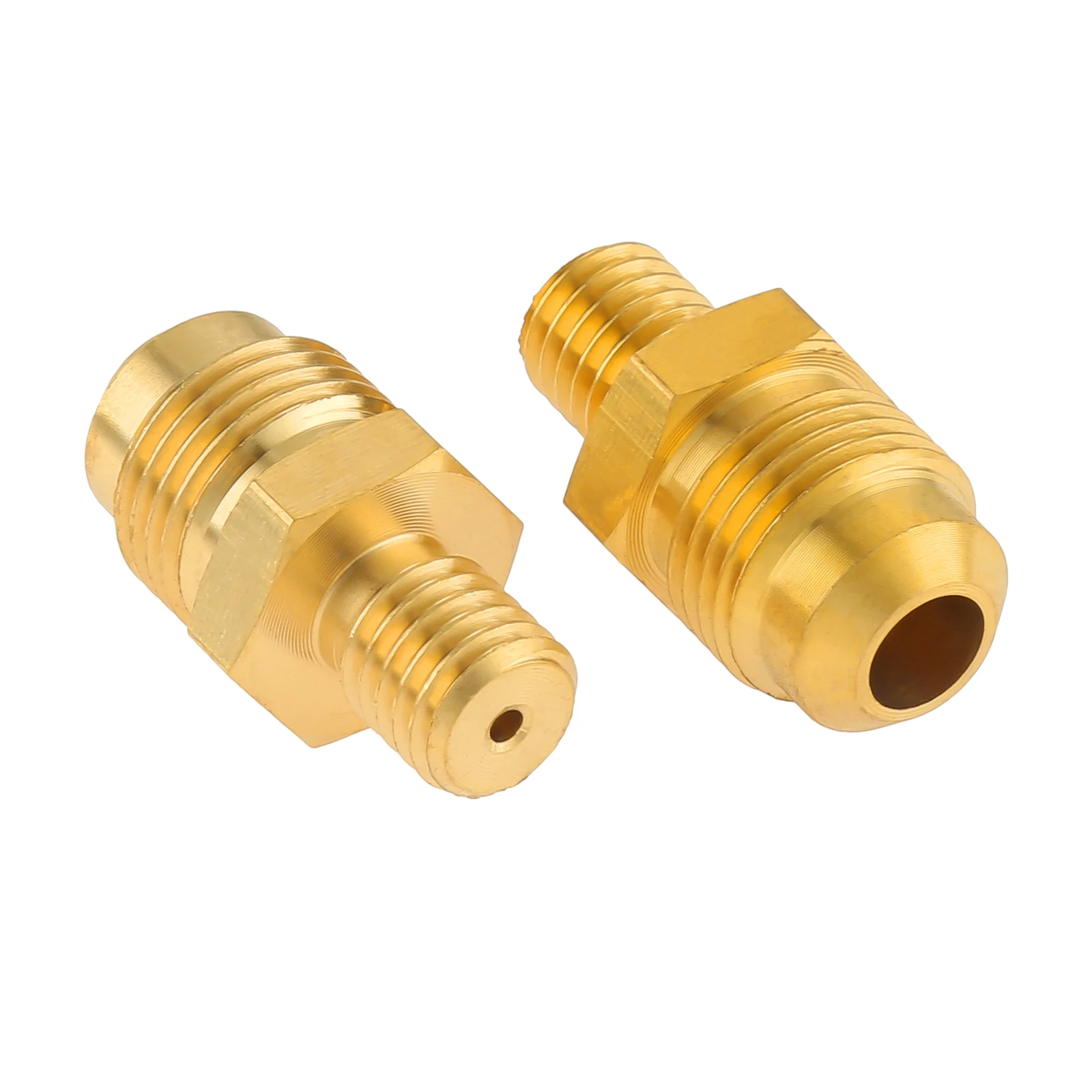 2Pcs 1.96mm Solid Brass Propane Gas Jet Nozzle Sprayer with 3/8" Male Flare and M10x1.5mm Thread for Burner Inlet for Fire Pits