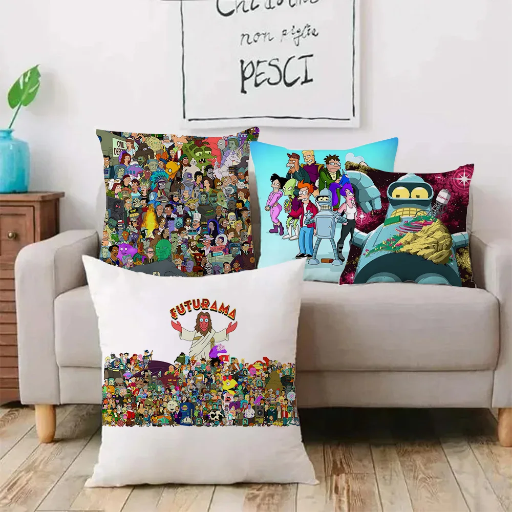 Cartoon F-Futurama Pillow Covers Cartoon Sofa Decorative Home Double-sided Printing Short Plush Cute Cushion Cover