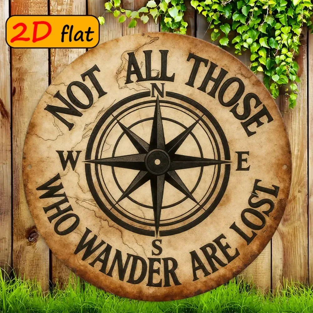 Aluminum Wall Art Compass Metal Sign Nautical Gift for Home Office Corridor Boating Lovers 20x20cm