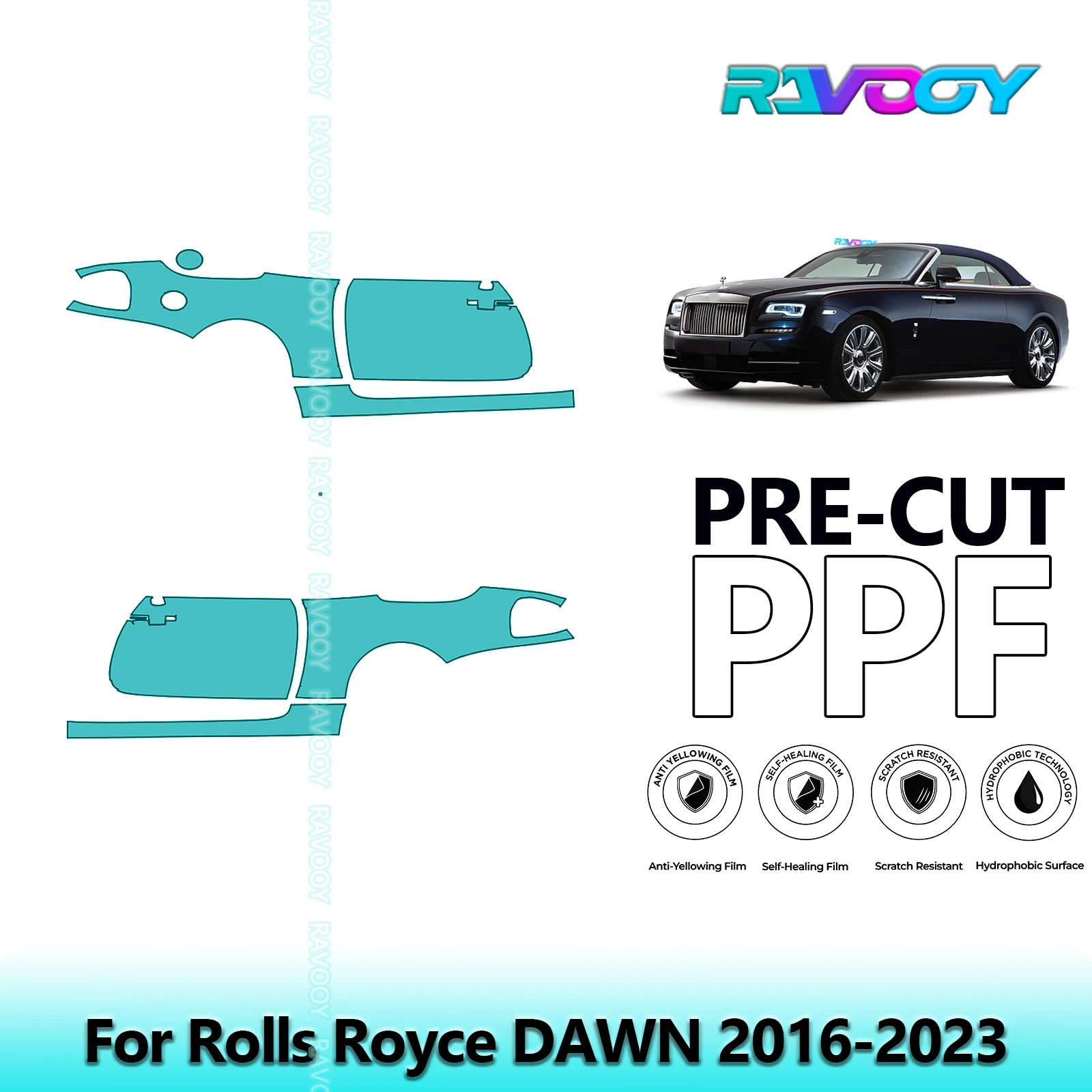 

For Rolls Royce DAWN 2016-2023 8.5mil Clear Matte Pre-Cut PPF Door & A/B Pillar Kit TPU Paint Protection Film Set