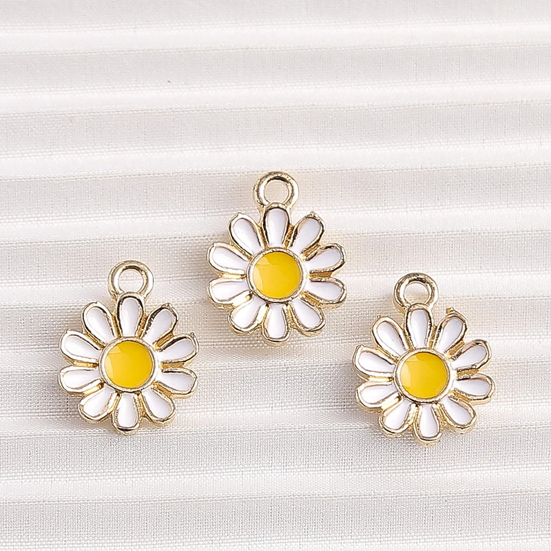 10 stücke 11x15mm niedliche bunte Emaille Blume Charms Anhänger für DIY Tropfen Ohrringe Halsketten Armbänder Schmuck machen Accessoires – Detail 5