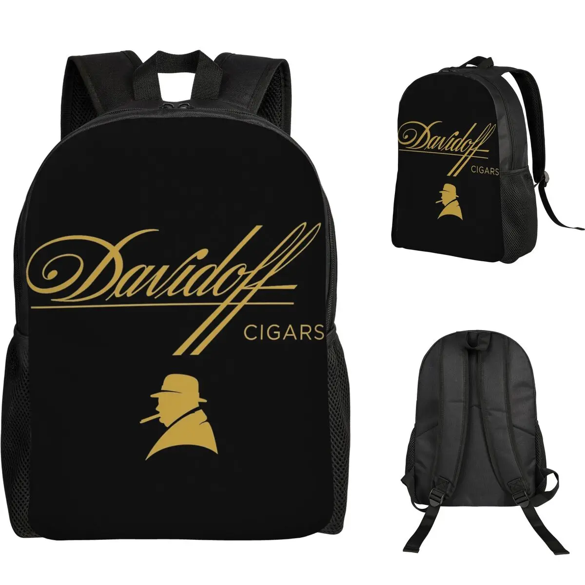 

Davidoff Cigars Black Student Backpack School Bag Hiking Travel Daypack for Boys Girls Fashion Bookbag Shoulder Bags