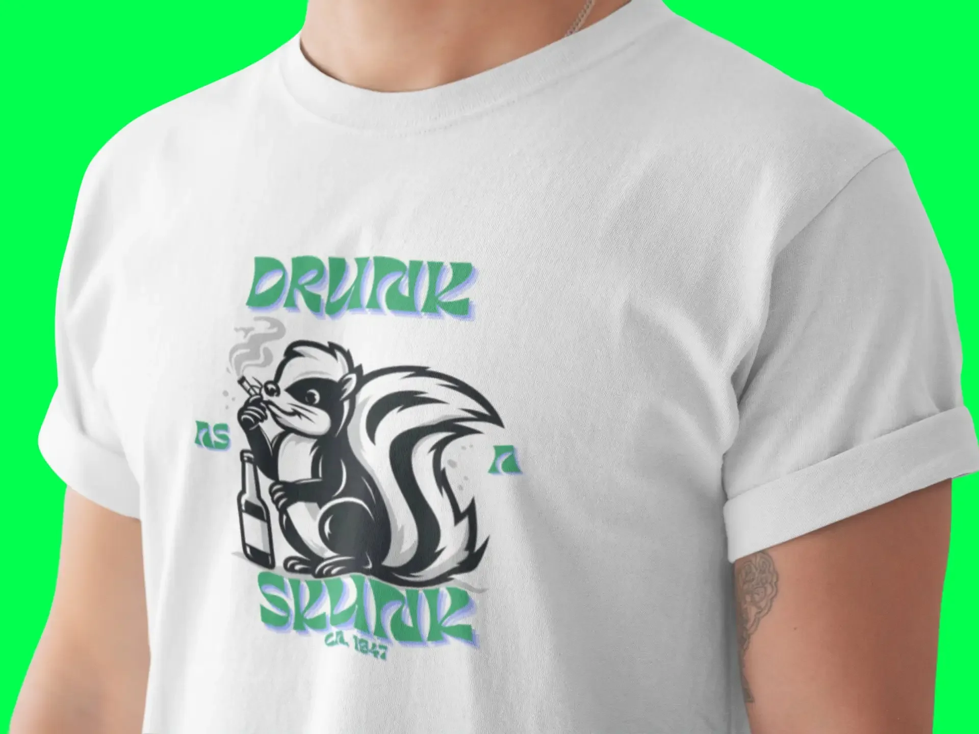 Drunk as a Skunk T Shirt Animal Funny