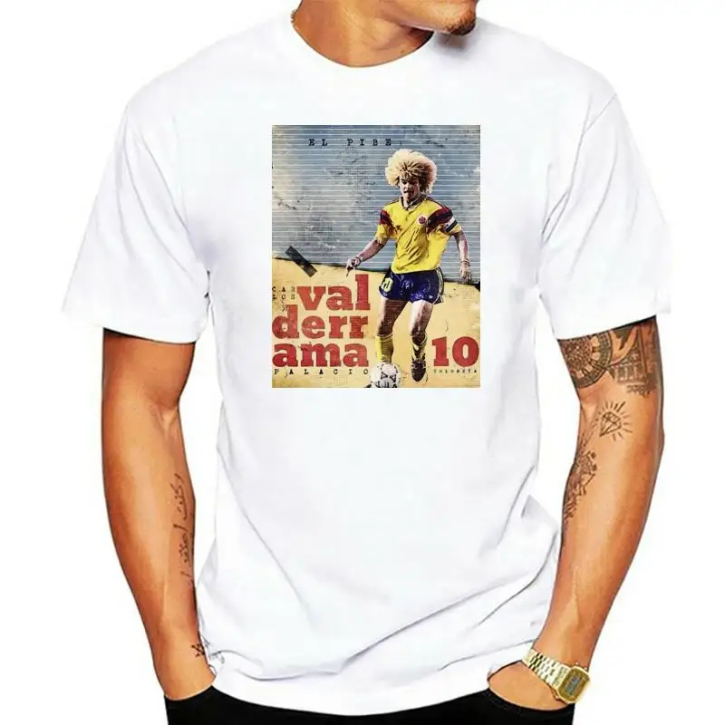 T-Shirt Maglia Carlos Valderrama Colombia Calcio Vintage Anni 80 1 S-M-L-Xl Superior Quality Tee Shirt