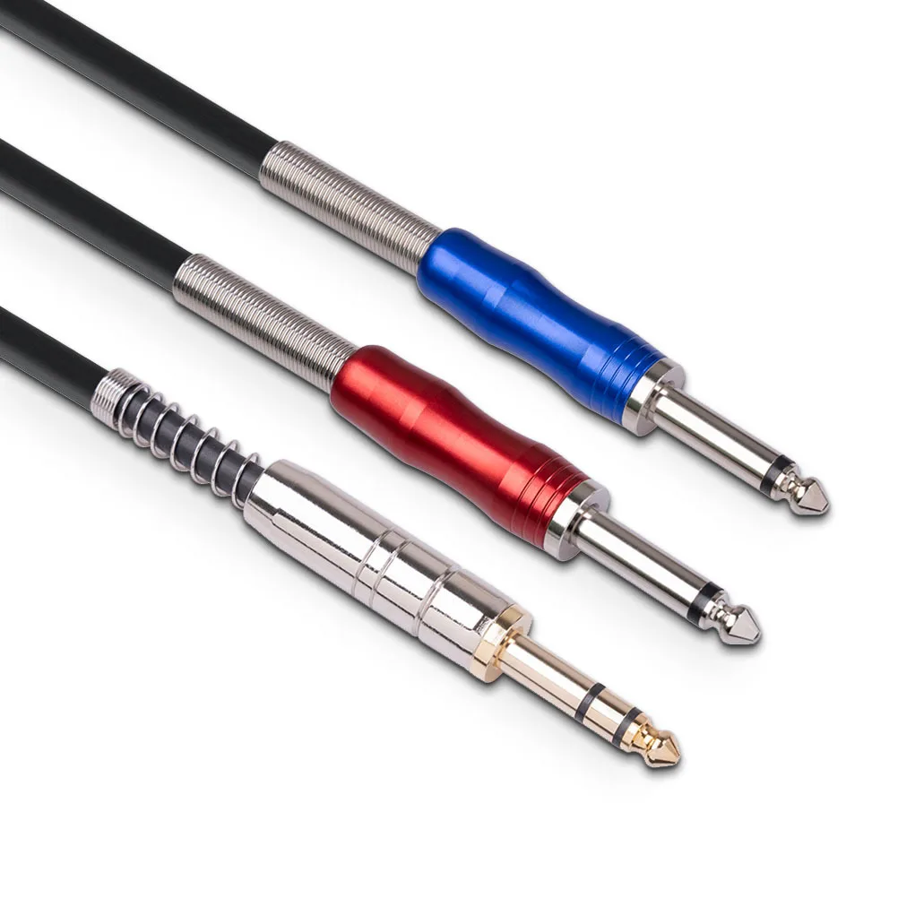 

6.35mm Stereo to Dual Mono Audio Cable 3m Copper Braided Shielding Gold Plated Plug for Guitar Speaker Console