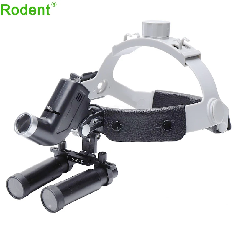 5X Magnifier Dental Medical Headlight Prismatic Loupes with 5W High Spot Surgical LED Adjustable Brightness