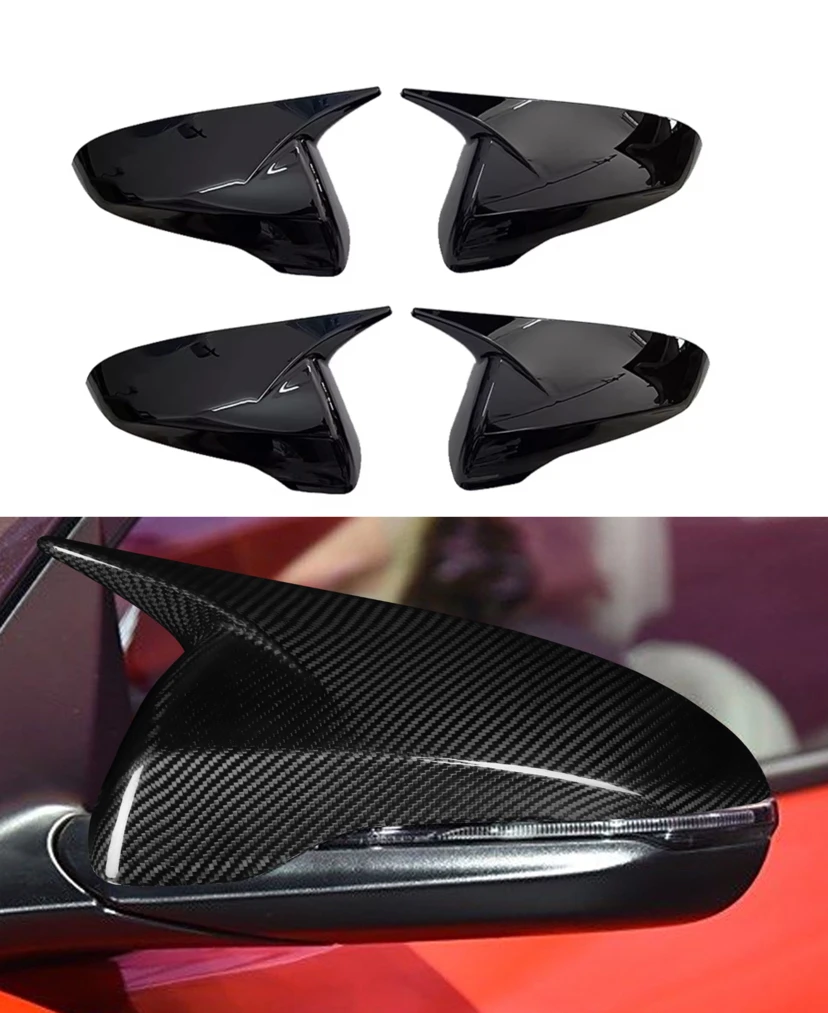 

Fit For Hyundai Veloster 2018-2024 Rearview Side Mirror Cover Sticker Wing Cap Exterior Door Rear View Case Trim Carbon Fiber