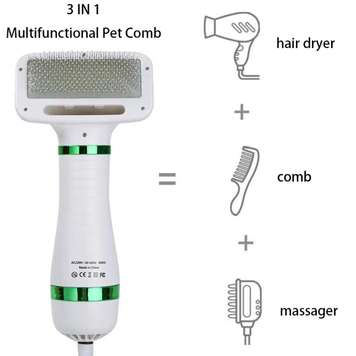 

Gentle and Professional Portable Home Pet Hair Dryer with Efficient Slicker Brush - Powerful Blower for Dogs - Professional Groo