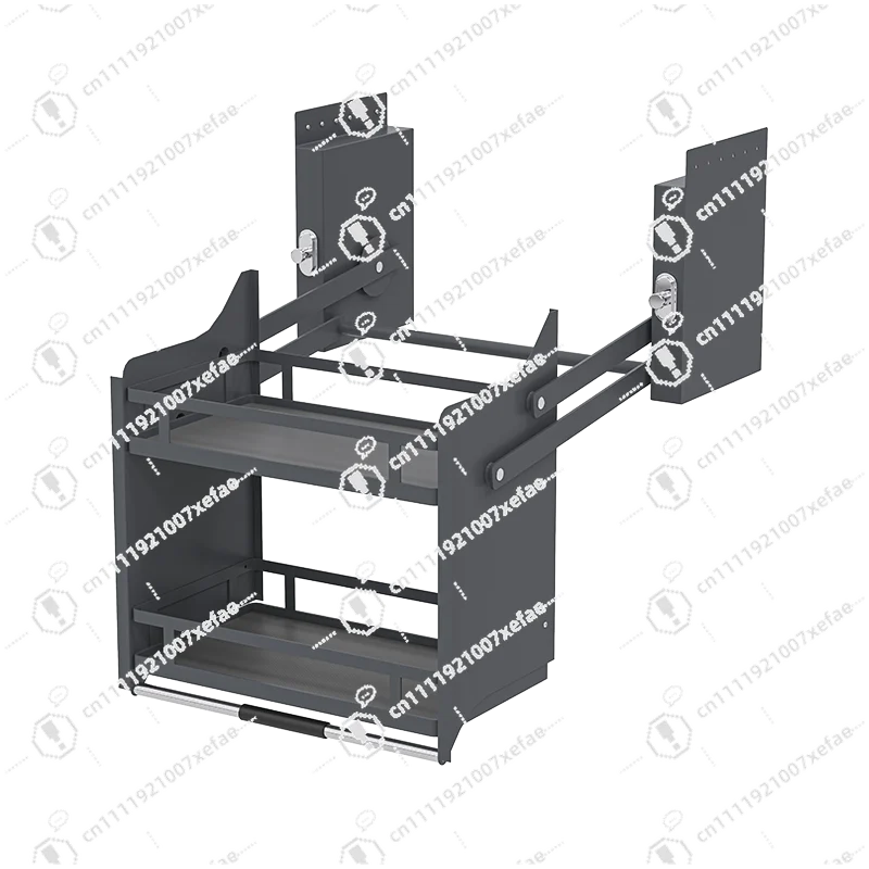 Pull-out multi-functional kitchen cabinet storage rack Steel environmentally friendly double-layer condiment storage basket