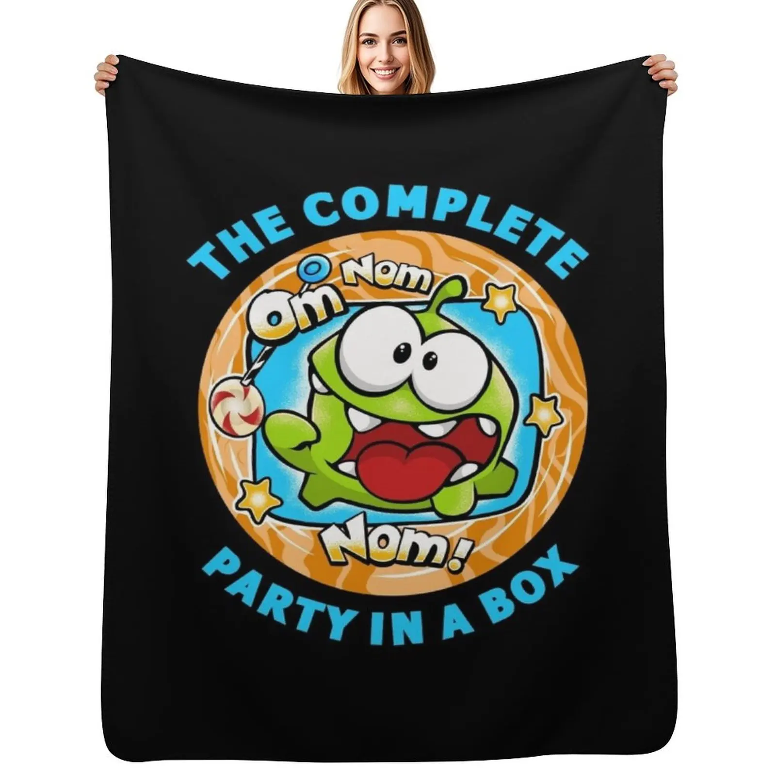 OM NOM Throw Blanket Soft Solid Color Blanket for Couch Bed