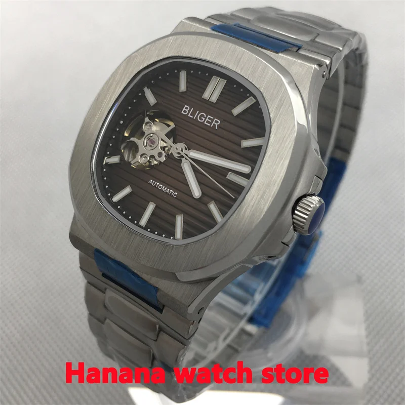 Bliger-男性用防水ステンレススチールウォッチ,自動巻きムーブメント,サファイアガラス,ホワイト,ブラック,グリーンダイヤル,ブレスレット,nh38,40mm, 100m