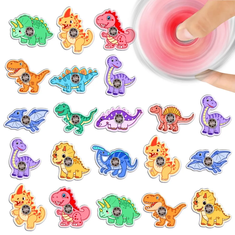 12/24 Stück Lustige Acryl-Cartoon-Dinosaurier-Themen-Fidget-Spinner für Geburtstag, Dinosaurier-Karneval, Party, Schule, Kindergarten, Geschenk, Preis