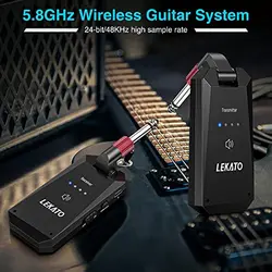 LEKATO 5.8G Wireless Guitar System, 4-Channel Transmitter/Receiver Set,5.6ms Latency, 100ft Range for Electric Guitar/Bass