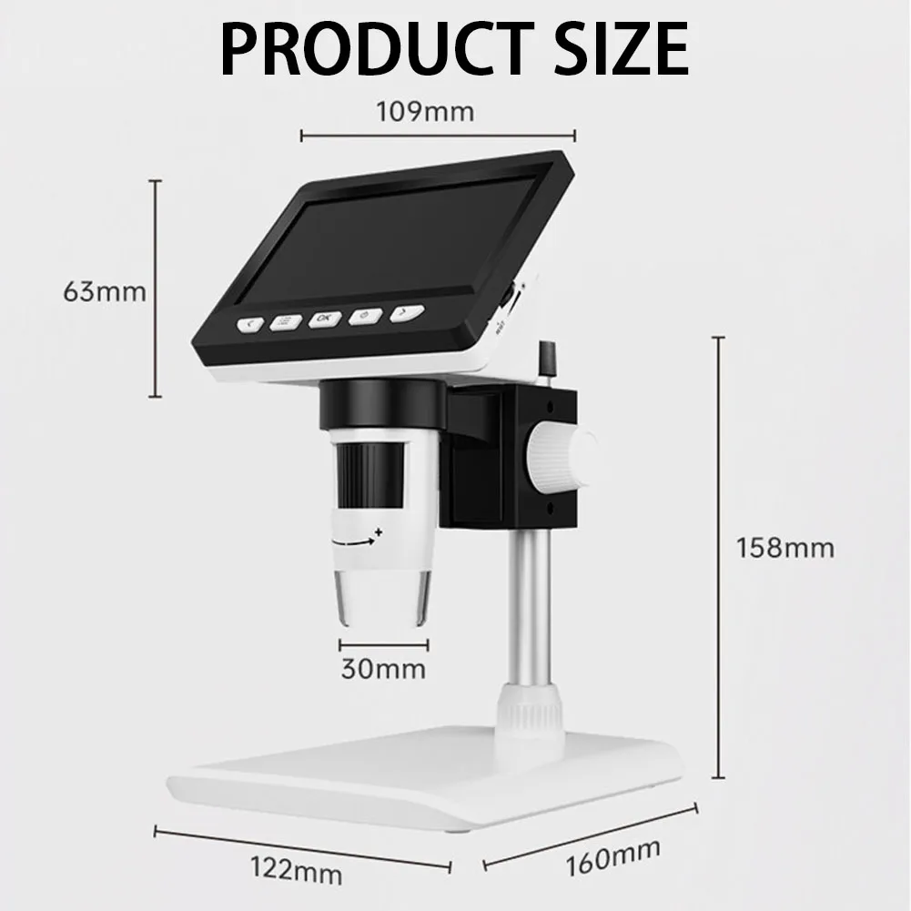 4.3 Inch Digital Microscope 1080P 50-1000x Coin Microscopio 2000mAh Soldering Microscope for Electronics Repair PCB PC Laptop