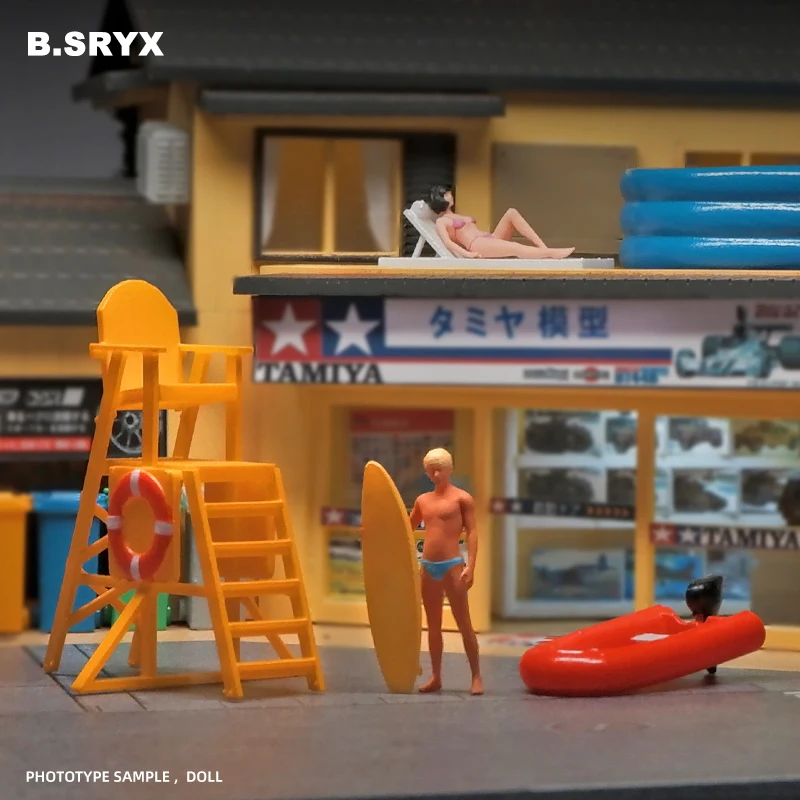 Kicarmod 1/64 Model Car Beach Party Figurine Collectible Doll Exquisite Figure for Scale Diecast Model Simulation Scenario