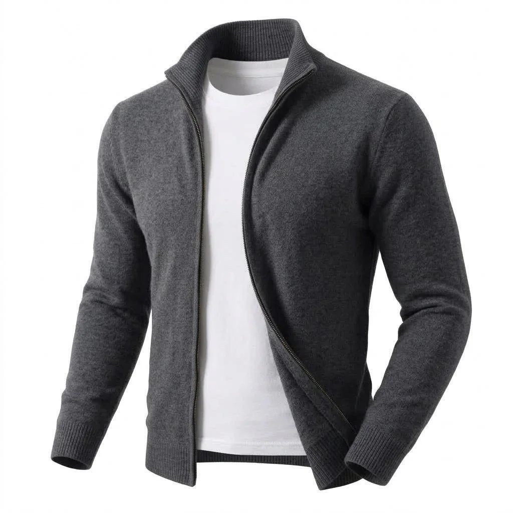 Autumn Mens Zip Cardigan Sweater Casual Stand Collar Knitted Jacket Long Sleeve Warm Winter Jumper Sweatshirt Outerwear for Men