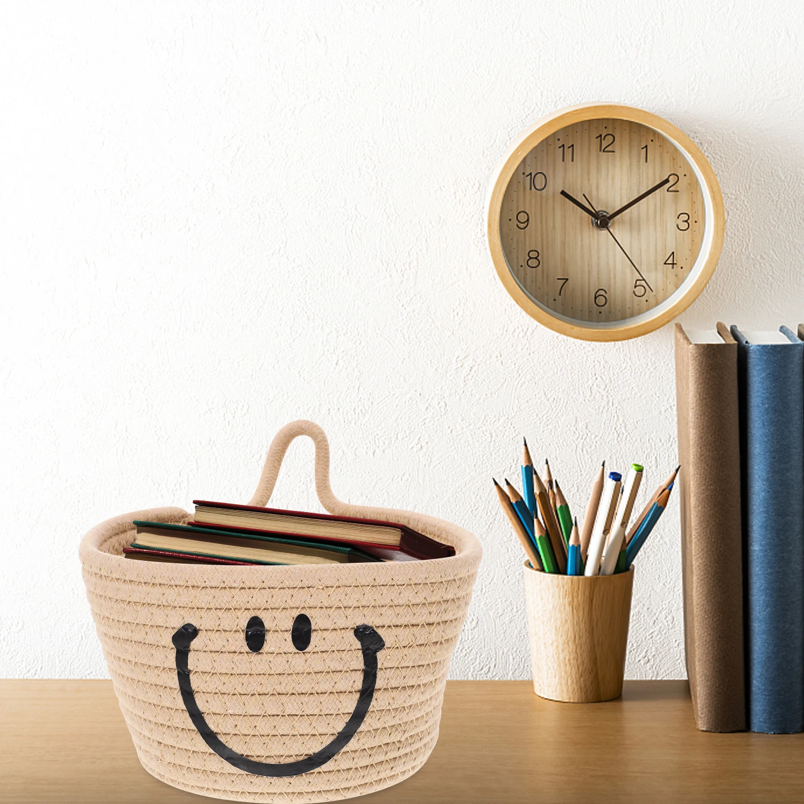 

Hanging Basket Suspended Storage Flechtkorb Wall Boho Aufbewahrung Aufbewahrungskorb Beige Khaki Geflochten Rund Baumwolle