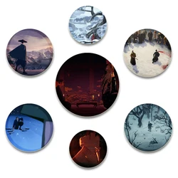 32/44/58MM Anime Blue Eye Samurai Badge Mizu Taigen Princess Akemi Pins Brooch DIY Buttons Snap-in Craft for Clothes Decoration
