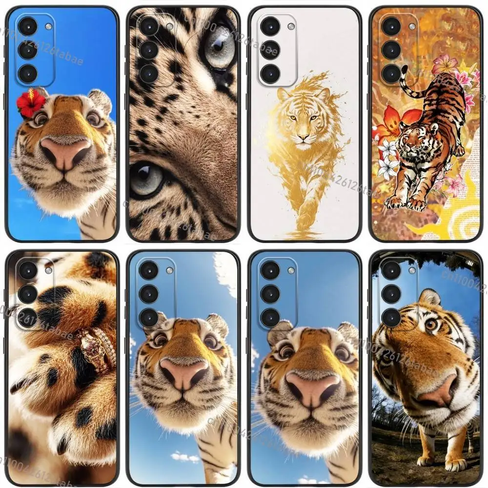 Cute Tiger Phone Case For Samsung Galaxy A20,21s,22,31,32,52,53,72,73,80,91 Soft Liquid Silicone Black Cover