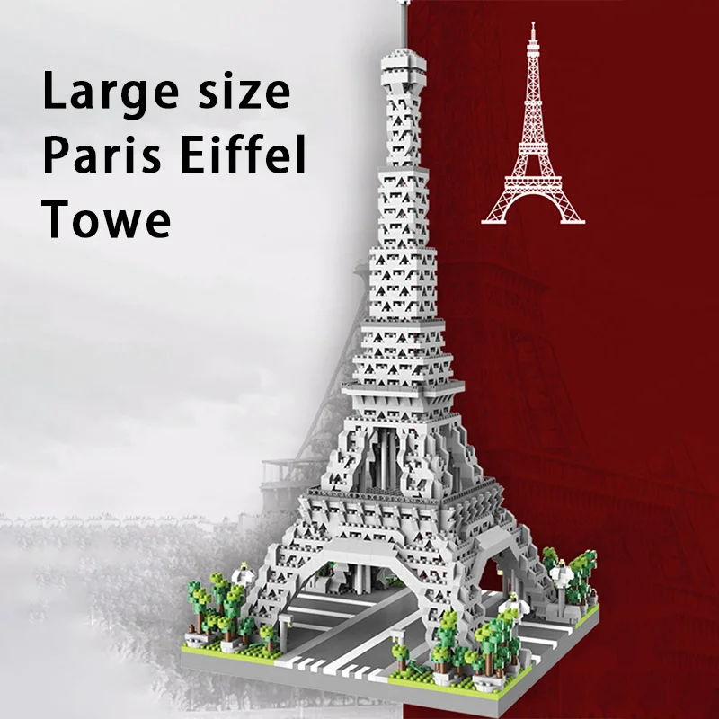 Rompecabezas para niños de la Torre Eiffel de París, conjunto de bloques de micropartículas, modelo de construcción, adorno, juguete para niño de alta dificultad