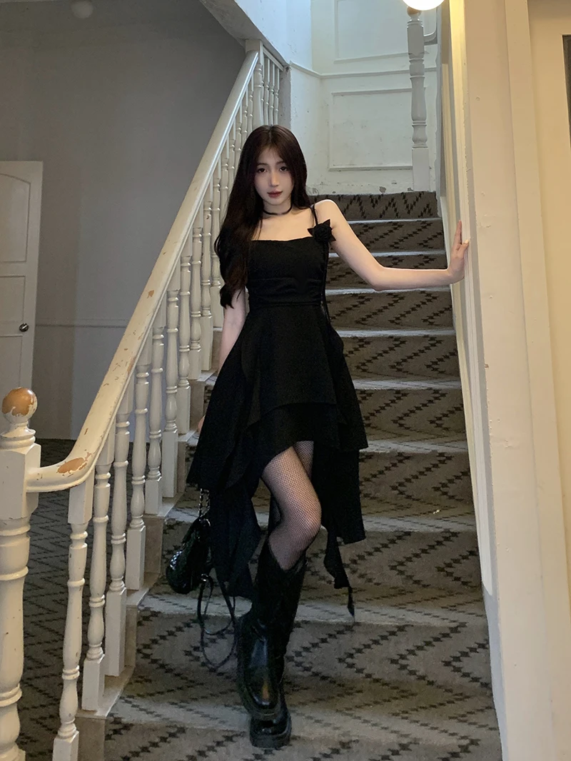 

plus Size Women's Black Strapless Dress Summer Sexy Skirt Conceals Belly Slimming Asymmetrical A-Line Dress City Commute