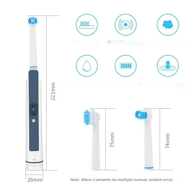 Rotary Electric Toothbrush with Base Rechargeable Dental Automatic High Frequency Vibration Tartar Stains Remove Teeth Whitening