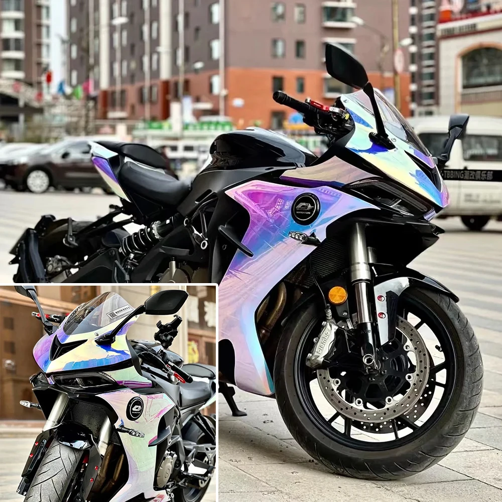 Car Sticker Rainbow White Pink Gradient Vinyl Wrap Body Color Change Film Waterproof Anti-scratch Air Release Car Accessories view 2